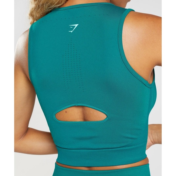 Gymshark Women's Sweat Seamless Midi Tank Rich Teal Size Small - Picture 3 of 10
